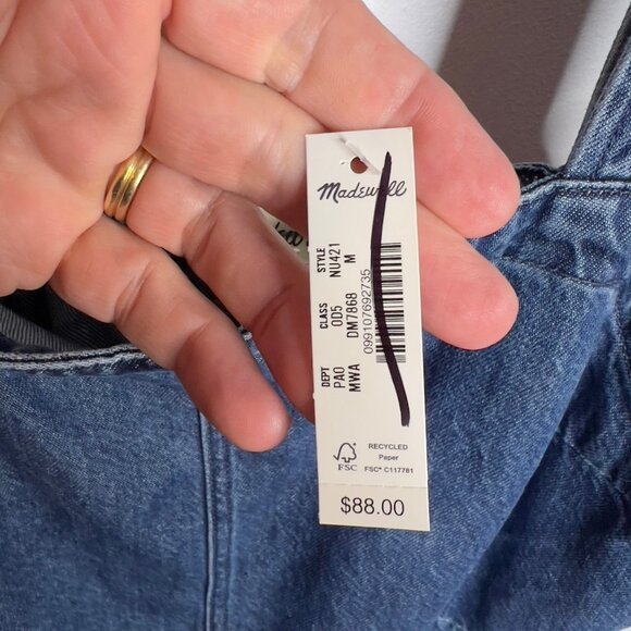 Madewell $88 Squareneck Tank in McNair Wash: Airy Denim Edition Size M NU421 - Picture 5 of 7